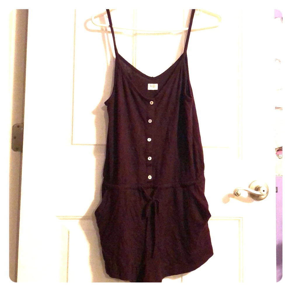 Casual maroon romper.